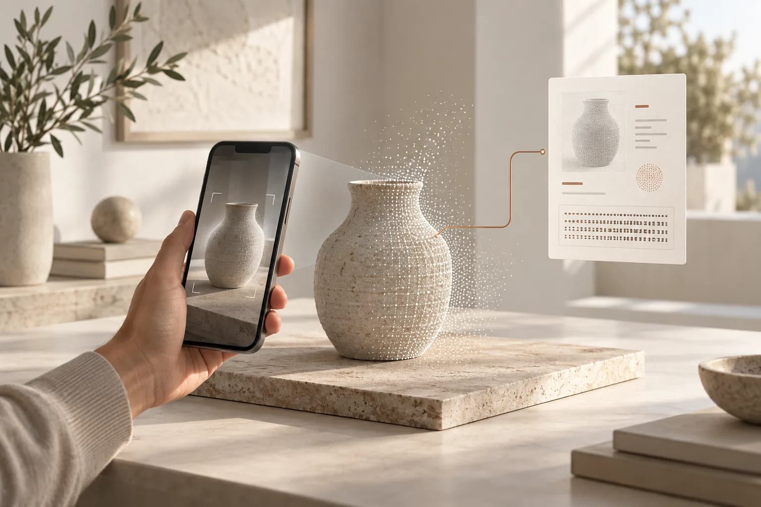 A live smartphone capture creating a point field and a digital evidence receipt